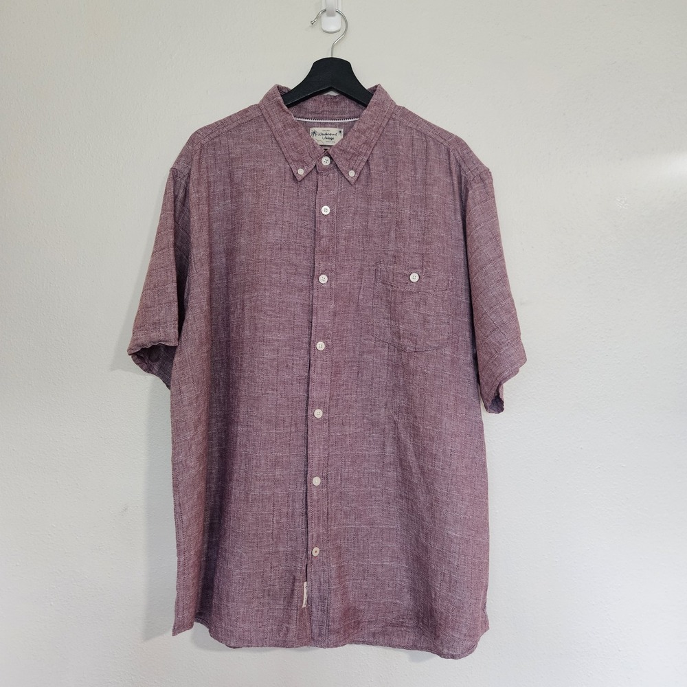 Weatherproof Vintage Mens XXL Washable Linen Blend Button Down Shirt Short...